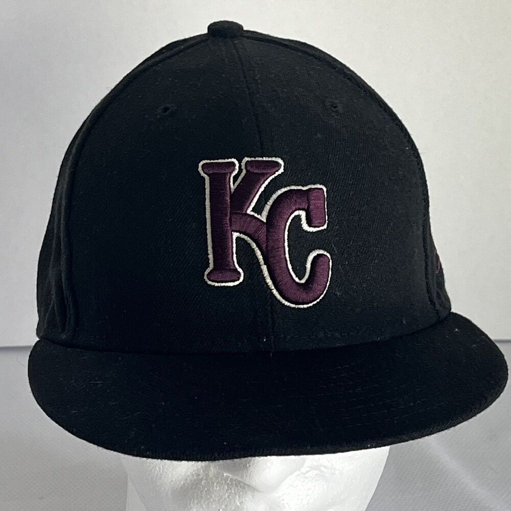 MLB Kansas City Royals New Era 59Fifty Black Fitted Baseball Hat Cap 7 3/8